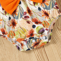 Children's Flare Sleeve Floral Romper Band Set