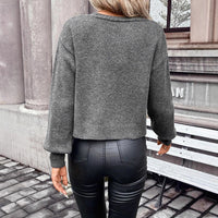Fashionable Loose-fitting Long-sleeve Cardigan Sweater