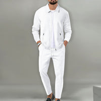 Coat Men's Autumn Zipper Pocket Lapels Slim-fit Cardigan Jacket Suits
