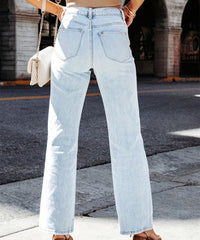 Women's Fashion Light Blue Stretch Wide-leg Jeans