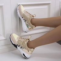 Lace Up Sneakers Wedge Flat Casual Walking Running Shoes For Women