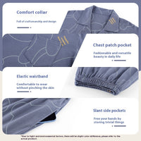 Three-piece Pajamas Men's Summer Pure Cotton Short Sleeve Trousers Suit