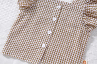 Wooden Ear Sleeveless Vest Shirt Shorts Two-piece Set Infant Plaid Suit