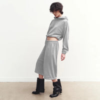 Womens Hooded Long-Sleeve Top And Elastic-Waist Shorts Set