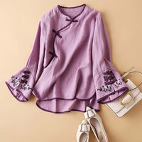 Women's Loose Top Shirt With Crossbody Buckle