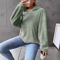 Women's Simple Fashion Hooded Double-sided Velvet Loose Long Sleeve Sweatershirt