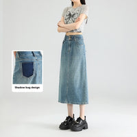 Thin Loose Distressed High Waist Slit Midi Dress