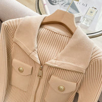 Thin Base Sweater Knitted Zipper Cardigan Outerwear