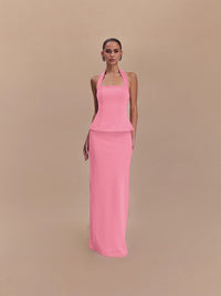 Solid-color Halter Top Sexy Open-back Figure-hugging