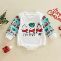 Children's Clothing Round Neck Print Long Sleeves Triangle Romper