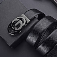 Mens Embossed Hollow-out Genuine Leather Belt