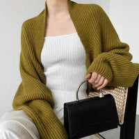 Knitted Cardigan Coat Female Batwing Sleeve Sweater Short Temperamental