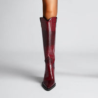 Retro Pointed Stone Pattern Thick Heel Simple Pointed High Heel Shoes