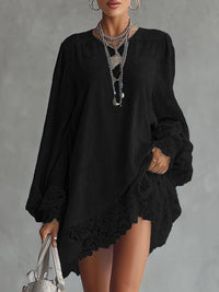 Bestselling Solid Color Lace-trimmed Dress