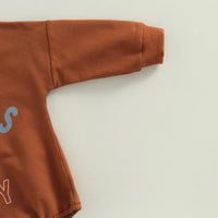 Brown Lettering Printed Children's Romper