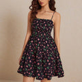 European And American-style Floral Slip Dress With Ruching