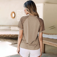 Women's Comfort And Casual-style Short-sleeved Lace Top
