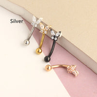 Stainless Steel Rod Micro Inlaid Zircon Butterfly Ear Bone Stud