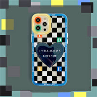 Ins Retro Lattice Love Bracket Phone Case