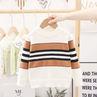 Boys' Fashion Simple Crystal Mink Velvet Round Neck Sweater
