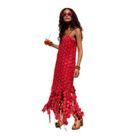 Fashion Hollow-Out Polka Dot Midi Slip Dress - Lightweight Sleeveless Linen-Blend Summer Dress For Women