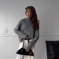 Women's Fashion High Collar Knitted Sweater Top