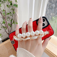 Small Fragrance Pearl Bracelet Phone Case Leather Full Cover