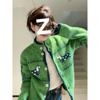 Retro Atmosphere Wear Korean Style Green Sweater