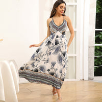 Womens Sleeveless Floral Print Slip Dress