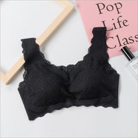 Japanese Sloggi Full Lace Underwear Defen An Gathered Wireless Sexy Beauty Back Anti-drooping Yoga Bra