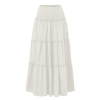 Three Tier Ruffled Cotton Linen Maxi Dress