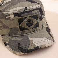 Cross-border Military Enthusiasts' Flat-top Baseball Cap With Embroidered Brazilian Flag, Curved Brim, Casual Mountain Climbing Beanie Hat