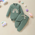 Autumn And Winter Infant Toddler Five-color Embroidered Rainbow Romper Two-piece Set