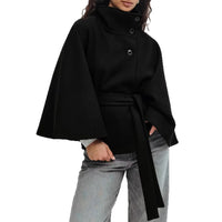 Trench Coat With A Stand-up Collar Buttons And A Belt