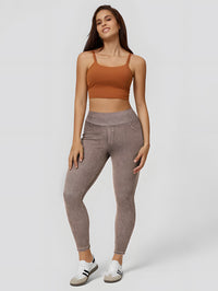 Denim-look Yoga Fitness Pants With A Butt-lifting Form-fitting Design
