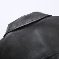 Spring New American Retro Short Wide Design Leather Jacket