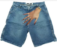 Y2g Hip Hop Trend Pattern Printed Denim Shorts Men