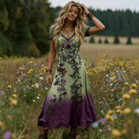 Womens Retro Elegant Ombre Dress