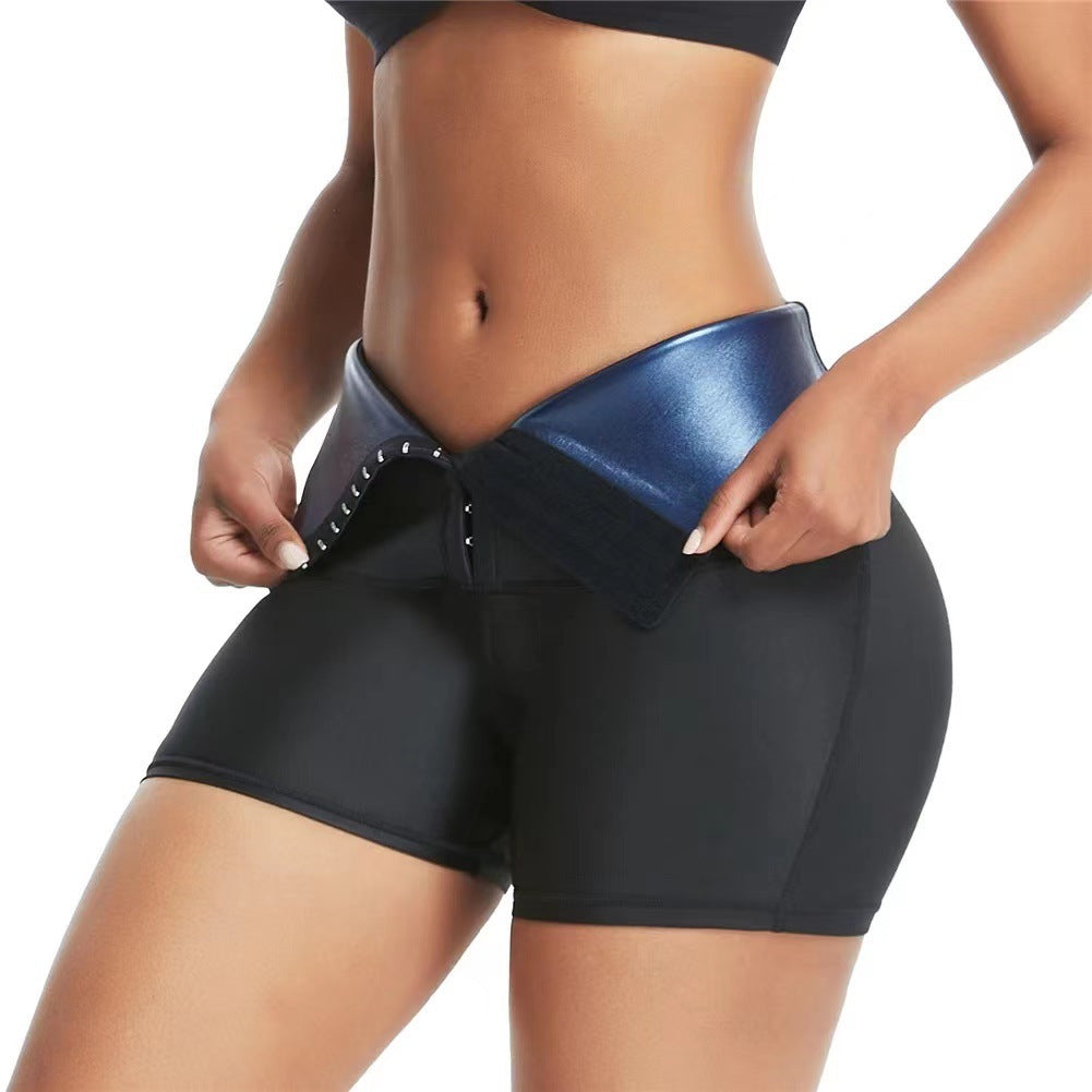 Hip Lifting Body-building Sweat-breaking Clothes Button-up Abdominal Shorts