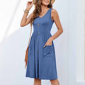Slim-fit Casual Mid-length Button-down Dress With Pockets