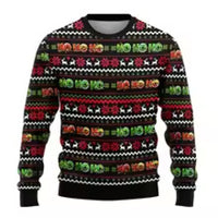 Printed Long Sleeve Round Neck Christmas Top