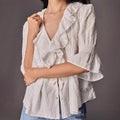 Jacquard Ruffled-edge Loose And Comfortable Shirt