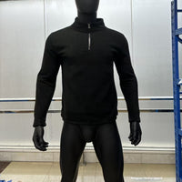 Men's AutumnWinter Stand-Up Collar Half-Zip Fleece Casual Trendy Solid-Color Top