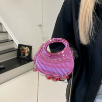 European And American-style Fashion Contrast-color Embossed Crescent-chain Shouldercrossbody Bag