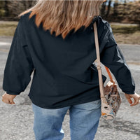 Dark Grey Twisted Ribbed THANKFUL Printed Baggy Sweatshirt