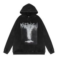 Abstract Printing Loose Hooded Sweater Men