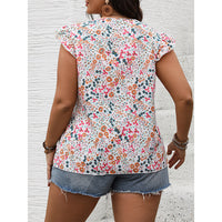 Lotus Edge Pullover Print Casual V-neck Sleeveless Short Shirt