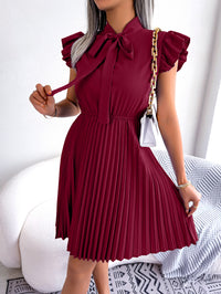 Women's Elegant Tie Waist Flowy Pleated Skirt