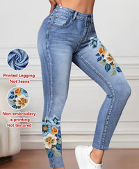 Printed Legging - Not Denim Fabric Women's Imitation Denim Tight Pants