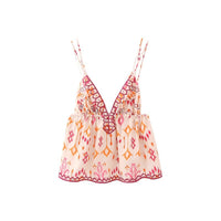 V-neck Brace Sequin Embroidery Decoration Spaghetti-strap Camisole Top